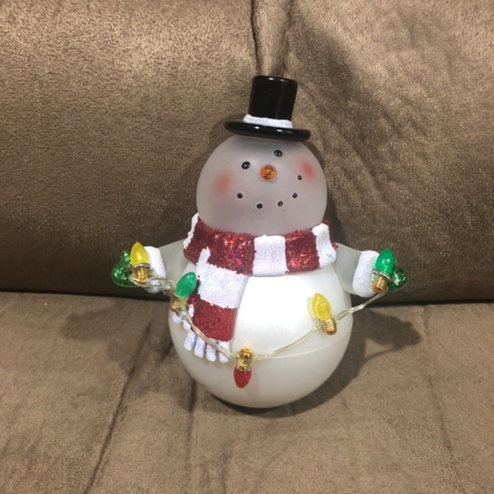 5” Snowman Christmas Holiday‎ Figurine Glass Head Weighted Bottom Decor